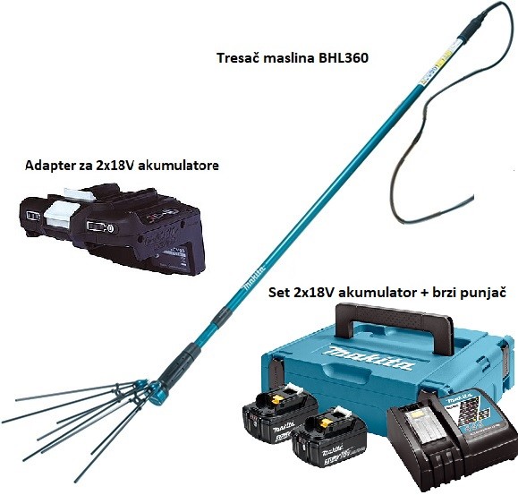 Makita akumulatorski tresač maslina BHL360 + adapter 197214-1 + set 197952-5 Makita akumulatorski tresač maslina BHL360 + adapter 197214-1 + set 197952-5