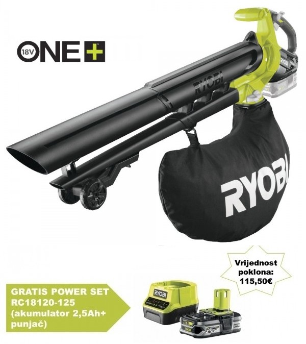 RYOBI aku puhalo/usisavač OBV18 (18V ONE+, BL motor, vreća 35L, bez aku) 5133003661 PP26+