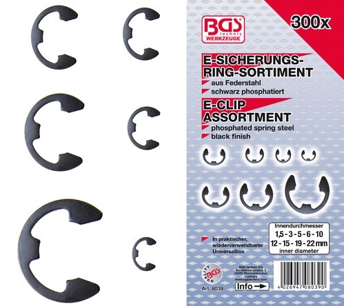 BGS  set ''E'' seger osigurača 1,5-22mm 300kom pro+   8039 bp25