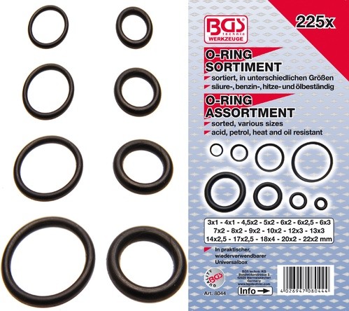 BGS set O-ring brtvi 3-22mm 225 kom    8044