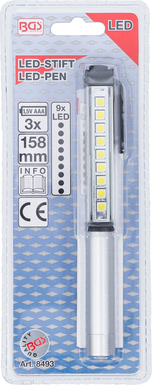 BGS Aluminijska LED olovka s 9 svjetlećih dioda 8493 bp23