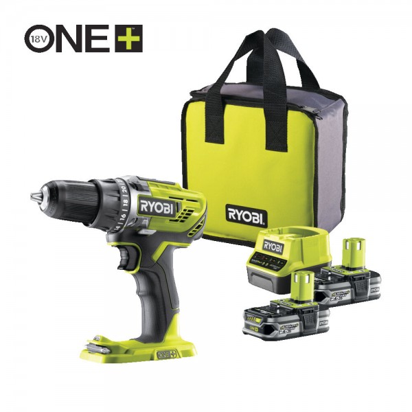 RYOBI aku buš-odvijač R18DD3-225S(18V ONE+,2x2,5Ah) 5133003349