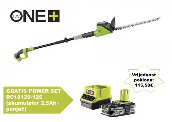 RYOBI aku teleskopske zglobne škare za živicu OPT1845 (18V ONE+, do 2,9m, nož 45cm, za granu do 18mm, bez aku) 5133002523 PP26+