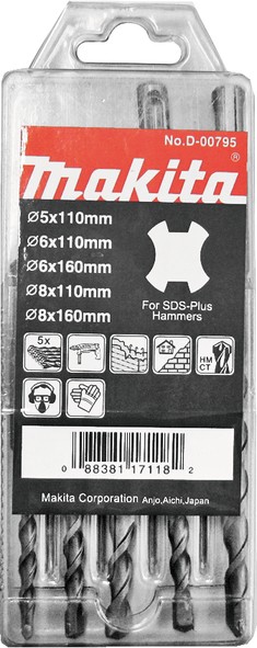 MAKITA set sds-plus svrdala 6-12x160,(5kom)  D-36049 MPP