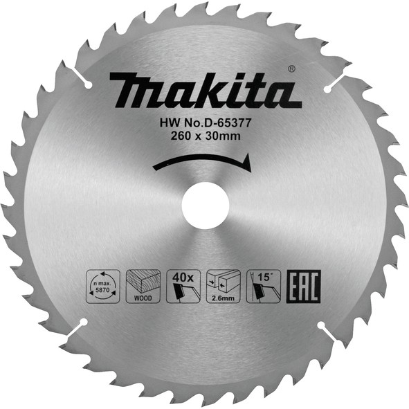 MAKITA kružni list 260x30 40Z  D-65377 MPP