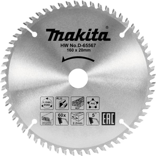 MAKITA kružni list 190x2,2x30 60Z  AL,PVC D-65595 MPP