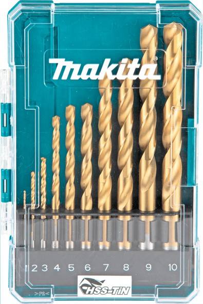 MAKITA 10-dij.kpl.HSS-TiN svrd.za metal 1-10mm  D-72849