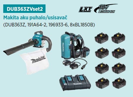 MAKITA akumulatorsko puhalo-usisavač DUB363Z +191A64-2+196933-6+197280-8x8 BW25