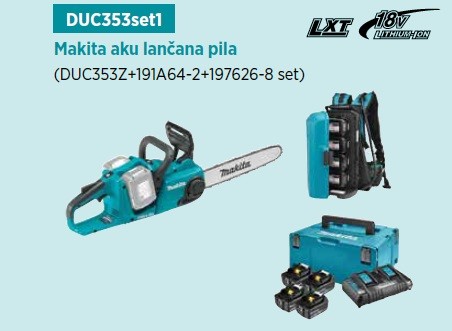 MAKITA kumulatorska lančana pila DUC353Z +191A64-2+197626-8 set BW25