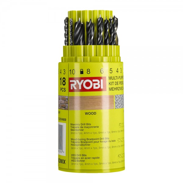 RYOBI  set svrdla RAK18DMIX (drvo,kamen,željezo) 5132004669 promo