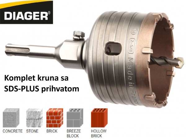 DIAGER kruna 80mm SDS-PLUS komplet 325CD80