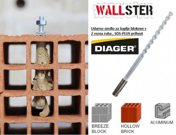 DIAGER svrdlo SDS-PLUS-za šuplji blok  8x260mm  104D08L0260